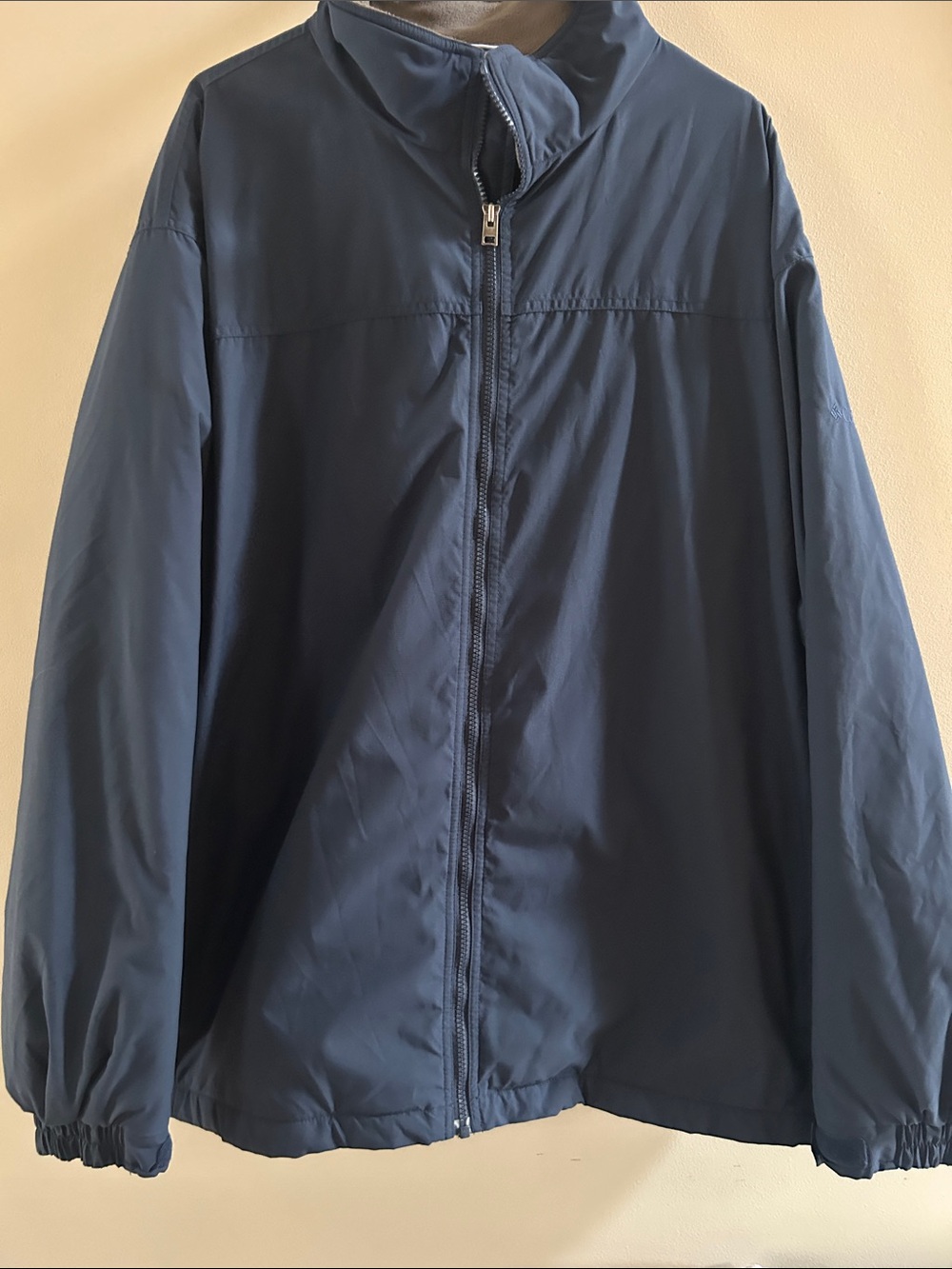 Men's Navy Blue Windbreaker Jacket - Classic Heavyweight Zip